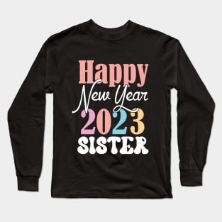 Happy New Year 2023 mom Groovy T-Shirt Long Sleeve T-Shirt